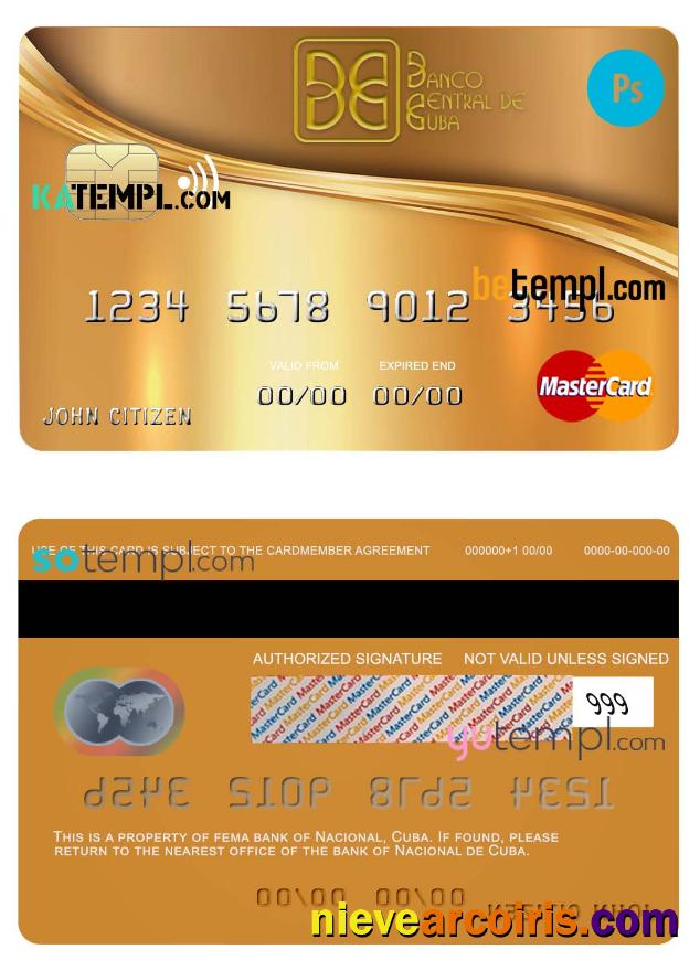 Cuba Nacional bank mastercard credit card